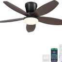 Surtime Ceiling Fans with Lights-36 Low Profile Ceiling Fan with Light and Remote/APP Control,Flush Mount,DC Reversible,LED Dimmable Modern Ceiling Fans for Bedroom,Indoor/Outdoor Patio Use(Brown)