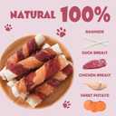 ASMPET Dog Treats Bones, Chicken Duck Wrapped Rawhide Sweet Potato Sticks for Small Medium Large Dogs (EXP 02/21/27)