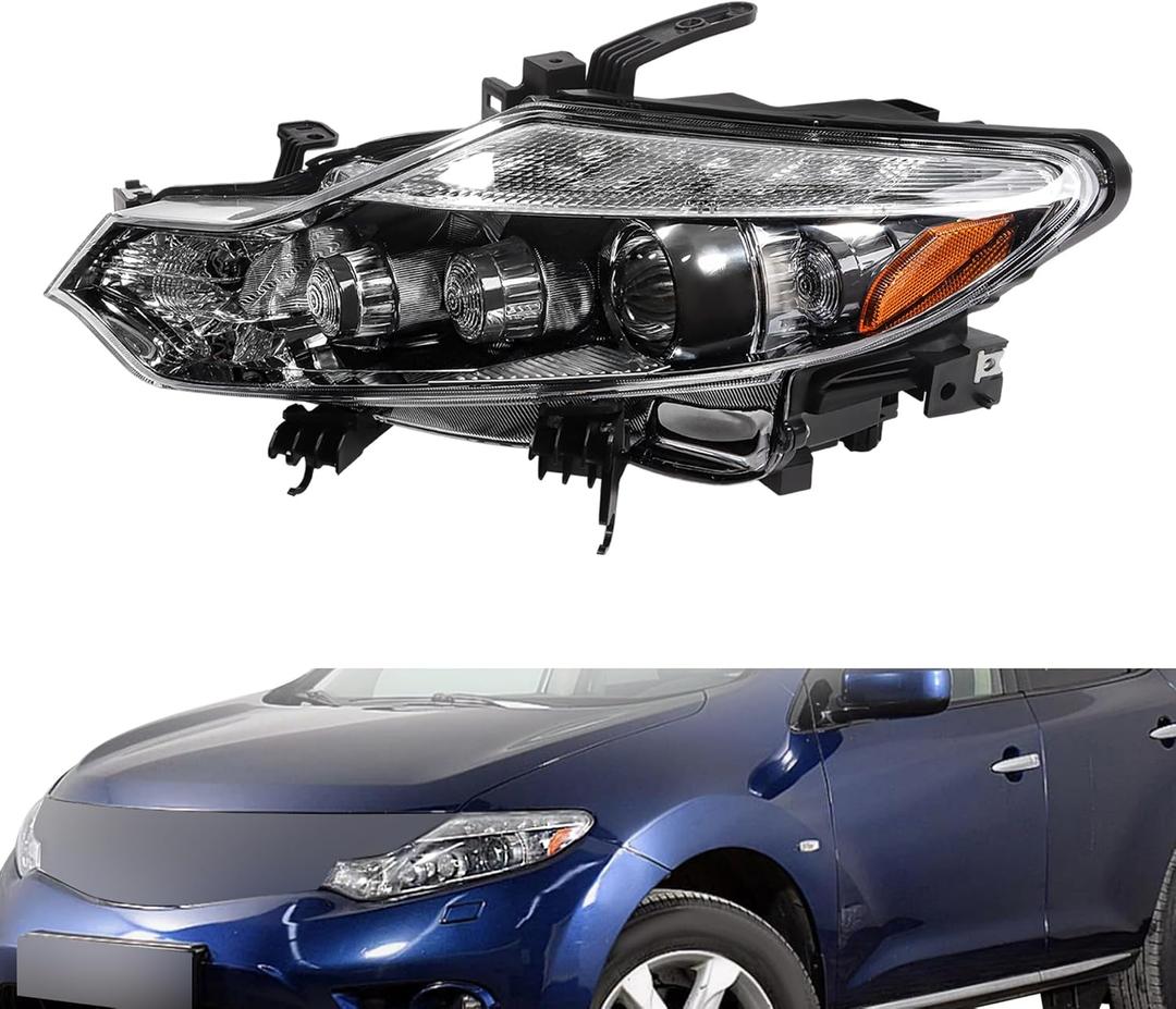 HID Xenon Headlights Assembly for Driver Side Replacement for Nissan Murano 2009-2014 Chrome