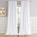 DUALIFE White Extra Long Blackout Curtains 52x108in, Rod Pocket Back Tab for Living Room, Thermal Insulated Soundproof, Privacy Assured, Ideal for High Ceiling Patio Sliding Door (52"W x 108"L (Pack of 2))