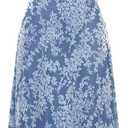 BTFBM Women's Summer Dress Sleeveless Spaghetti Strap Midi Dress Sexy Cowl Neck Floral Cocktail Dress Party Dresses (Blue)