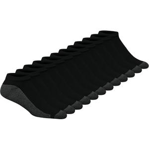 Hanes Mens Max Cushion Low Cut Socks, 6, 8, and 12 Pair Pack, White and Black