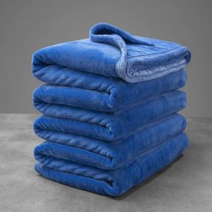 Mellowdy Extra Thick Hearty Plush Flannel Blanket (Sapphire Blue, 90x90) - 500GSM Queen Size Warm Blanket for Winter, Fall | Soft, Fluffy, Cuddly, Perfect for Bed, Oversized Throw for Couch, Sofa