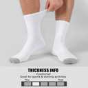 MUQU Mens White Quarter Socks - Thin Athletic Running Mid Crew Socks for Sports 6 Pairs (White, XL)