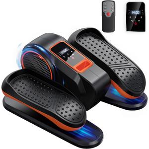 Under Desk Elliptical Machine for Home Workout, 12 Levels Speeds Ellipse Leg Exerciser While Sitting Quiet & Portable Seated Pedal Exerciser with Remote Control & Non-Slip Pad (Black/Orange)