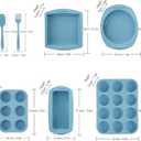 Aschef Economical 7in1 Oil-limit Nonstick Silicone Baking Ring Cake Pan Cookie Sheet Molds Tray, Heat Resistant Bakeware Tools for Muffin Loaf Bread Pizza Cupcake