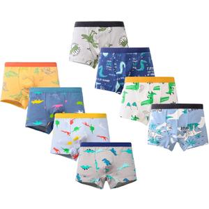 CHUNG Toddler Little Boys Underwear Soft Cotton Boxer Briefs 2-11Years Dinosaur Pack for Pupil Kindergarten Kids (4-5T)