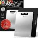 HIBINO Titanium Cutting Board | 99.5% Pure Japanese Titanium | Non-Toxic | Lightweight & Dishwasher Safe | S Size | Made in Japan | With Non-Slip Mat | For Kitchen & Camping Use