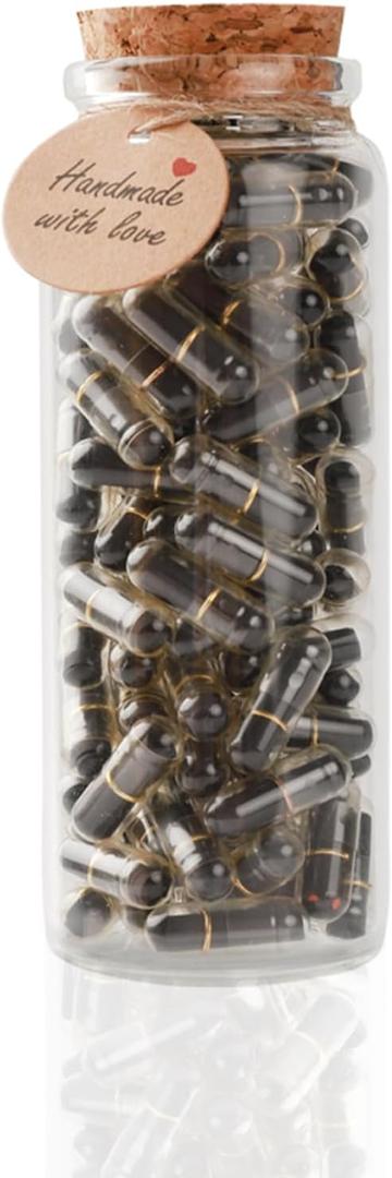 Capsule Letters Message in a Bottle Glass Gift for Lover Favor Bottle Love Letter Valentine's Day Gifts (Black Color 110pcs)
