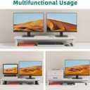 YAOHUOO Dual Monitor Stand Riser, 39Inch Large Monitor Stands for 2 Monitors, Computer Monitor Stand, Wooden Desktop Organizer Shelf for Office Desk Computer, Laptop, TV