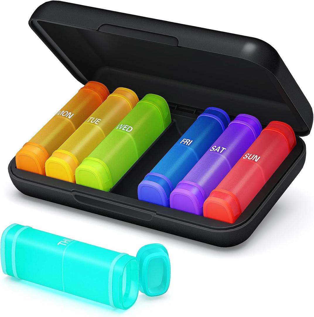 Barhon Large Pill Organizer 2 Times a Day, Medicine Pill Organizer Weekly, 7 Day Travel Pill Box AM PM for Vitamin Supplements Fish Oil (Black)