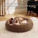 Bedsure ComfyFleece Donut Medium Dog Bed - Washable Faux Fur with Corduroy Fleece & Anti Slip Bottom, Round Pet Bed with Removable Cover, Camel Brown, 30x30x8 inches
