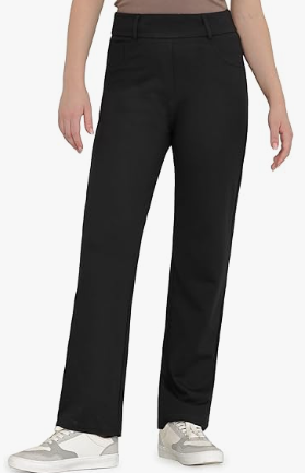 Bamans Ladies Stretchy Black Pants, Size Medium