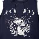 Remidoo Women's Graphic Tank Top Sleeveless Notched V Neck Muscle Crop Top Mushroom Shirt (XL)
