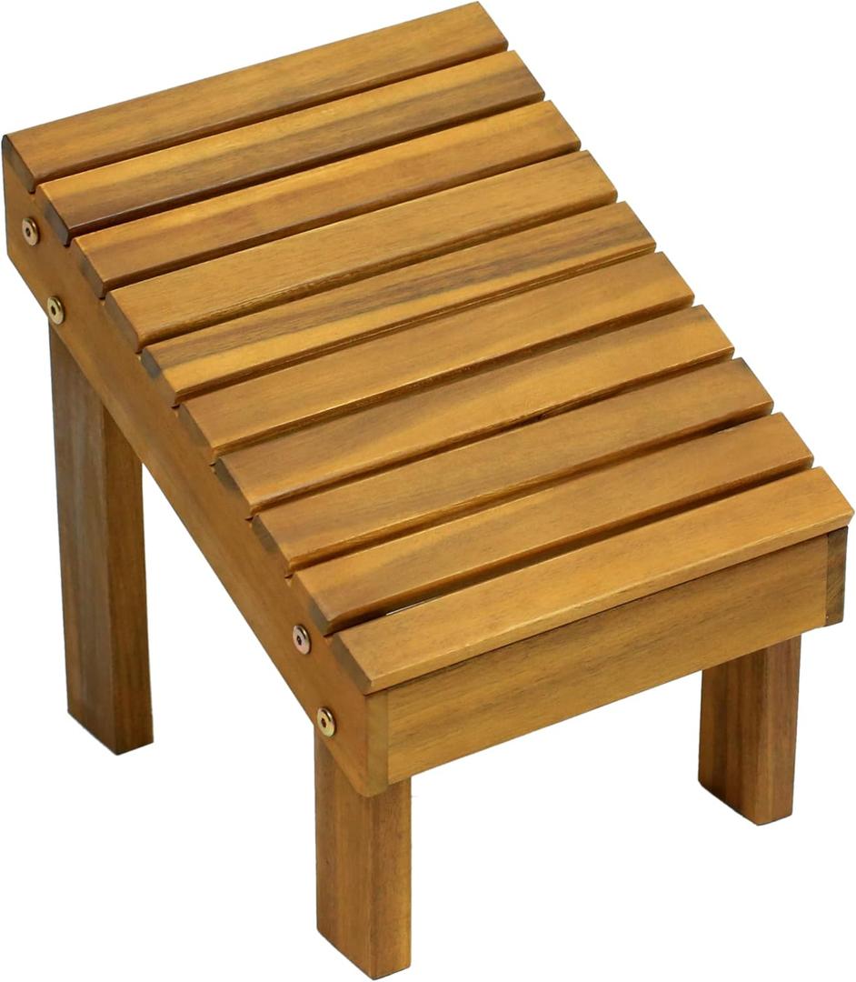 JONATHAN Y STL1004A Saru 11.8" Traditional Classic Solid Acacia Wood Shower Shaving Foot Stool, Natural