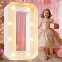 Pooqla 3FT Marquee Light Up Letters, LED Letters Big Mosaic Marquee Letters 3 Feet Tall, Giant Letter Sign for Balloons Birthday Anniversary Wedding Party Decoration, Warm White Letter O