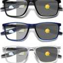 Hubeye TR90 Sports Reading Glasses for Men and Women Ultralight Flexible Anti-Blue Light Readers （Matte blue+Transparent，+1.25）