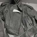 LY VAREY LIN Women Faux Leather Cropped Jacket Lapel Zipper Biker Short Coat with Belt, M