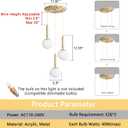 Modern White Glass Chandelier Cluster Pendants Lights for Kitchen Island Mid Century Globe Hanging Lighting Fixture Living Room Dining Room Bedroom Staircase E26 Bulbs Antique Gold