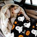 Throw Blanket, Halloween Blanket Cartoon Ghost Pumpkin Throw Blankets for Bed Kids Adults, Lightweight Cozy Blanket for Living Room, Bedroom 40"x50"