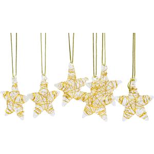 Red Co. 1.8" Decorative Mini Golden Glass Star Hanging Christmas Tree Ornaments, Holiday Season Dcor, Set of 6