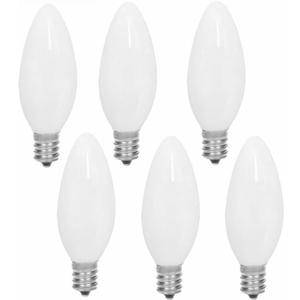 60W Incandescent Torpedo Tip Chandelier -Candelabra Flame Tip Frosted- 60W Equivalent Medium E12 Candelabra,Frosted Dimmable Light Bulbs and Medium E12 Base(6pack) (E12)