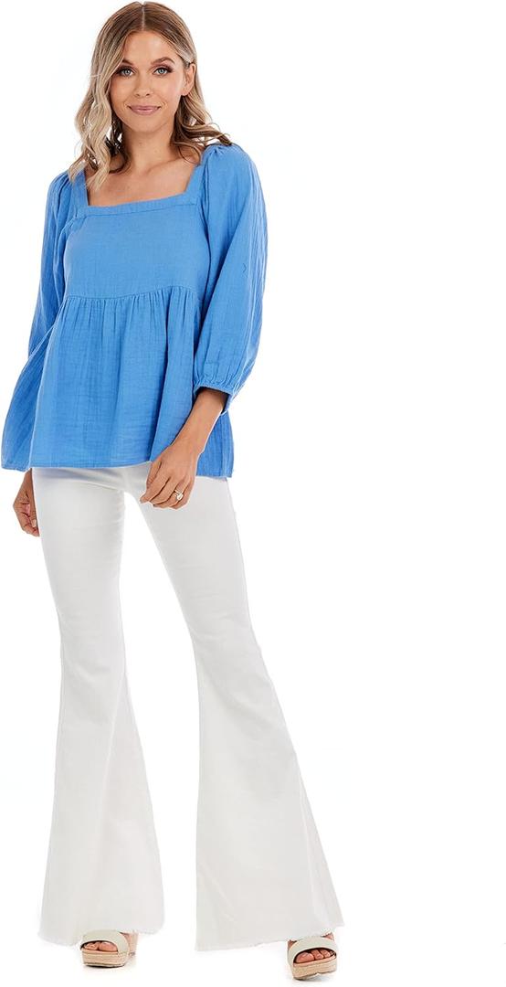 Mud Pie Women's Sydney Top (Large, Blue)