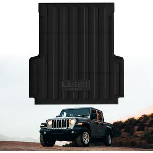 LASFIT 5FT Bed Mat for Jeep Gladiator JT 2025 2024 2023 2022 2021 2020 (60 inches), All Weather TPE Custom Fit Truck Bed Mat Truck Cargo Bed Liner, Black