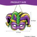 mardi gras Door Decorations, Jester Mask Front Door Sign, Jester Mask Wood mardi gras Door Hanger for Door Wall Hanging Decoration, Carnival Holiday Party Decor Supplies