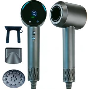 STFF ion Hair Dryer high Speed brushless Motor with Blow Dryer Diffuser,1400W Ultra-Fast Dryer,Ultra-Ligh, Low Noise,Intelligent LCD Display,for Women/Girls