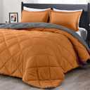 downluxe King Size Comforter Set - Burnt Orange and Grey King Comforter, Soft Bedding Sets for All Seasons -3 Pieces - 1 Comforter (104"x92") and 2 Pillow Shams(20"x36")