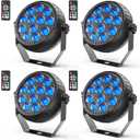 Rechargeable Stage Lights, 2200mAh Battery Powered LED Par Lights with Remote & Sound Activated, 12 RGB Portable Uplights for Events Wedding Party Club Concert Indoor, 4 Packs