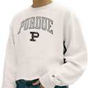 Blue 84 NCAA womens Ncaa Officially Licensed Crop Crewneck Sweatshirt Vintage Arch Over White (Small)