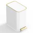 Small Bathroom Trash Can with Lid Soft Close, 5L / 1.3 Gallon Slim Garbage Can with Removable Inner Bucket, Step Stainless Steel Trash Bin for Office, Bathrooms, Bedroom, Living Room (White)