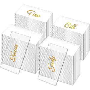 Chunful 120 Pcs Clear Acrylic Wedding Place Cards Acrylic Table Number Card Blank Name Plate Seating Chart Sign for Wedding DIY Table Setting Banquet Party (Rectangular Style)
