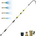 Buyplus 12FT Telescopic Gutter Cleaning Tools from The Ground, Long Reach Gutter Cleaner Wand with Hose Attachment, Rain Gutters Cleaner Tool with Extension Pole for 2nd Story House