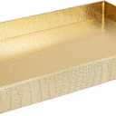 17.5"x12" Gold Glossy Crocodile Faux Leather Serving Tray Beautiful Modern Elegant Decorative Tray with Handles Ottoman Coffee Table Tray for All Occasion's