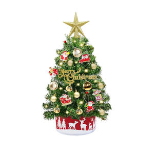 24" /2FT Mini Christmas Tree with Lights Timer 30 LEDs & 34 Ornaments, Small Tabletop Christmas Trees Artificial Christmas Decorations for Indoor Desk Room Office Home Decor Xmas