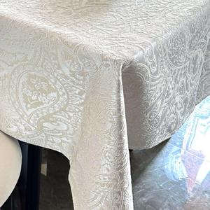70"x140" Jacquard Fabric Tablecloth, Waterproof Table Cloth Rectangle Tables, Heavy Weight Large Dining Table Cover for Dining Room, Wedding, Parties - Milky White