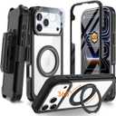 Magnetic for iPhone 17 Pro Case, Compatible with MagSafe, Full Body Rugged Case with Built-in Screen Protector & Kickstand & Belt-Clip (Black)