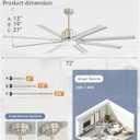 ZMISHIBO 72 inch Smart Aluminium Blade Ceiling Fans with Lights and Remote, Outdoor Large Ceiling Fans with Remote/Alexa/App for Patio Living Room, Nickel Ceiling Fan, 8 Blades