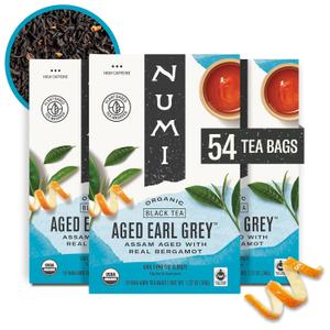 Numi Organic Aged Earl Grey Tea | 54 Black Tea Bags | Assam Black Tea with Real Bergamot | Caffeinated (18 Count (Pack of 3))