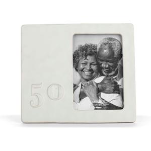 DEMDACO Wall or Tabletop Picture Frame With 4 x 6 Inch Photo Insert Stoneware Ceramic, 50th Year Anniversary DEMDACO Wall or Tabletop Picture Frame With 4 x 6 Inch Photo Insert Stoneware Ceramic, 50th Year Anniversary