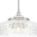 Brushed Nickel Pendant Light with Clear Glass Lampshade, 3-Light Adjustable Pendant Lights Kitchen Island, Vintage Kitchen Pendant Light Ceiling Hanging Lights for Dining Room Hallway Bathroom, E12*3 (12in)
