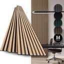 4-Pack Wood Slat Wall Panel  Velvet-Covered Wood Panels for Wall, Acoustic Panels for Interior Decor, Decorative Slat Paneling for Home, Office, Studio (Smoked Oak)