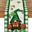 Pack of 2 Artoid Mode Shamrock Lucky Buffalo Plaid Gnomes St. Patrick's Day Table Runner, Kitchen Dining Table Decor for Outdoor Home Party Decor 13 x 72 Inch 
