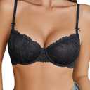 Avidlove Women's Sexy Lace Bra Sheer Underwire Unlined Balconette Everyday Bras Lingerie (Black), Medium
