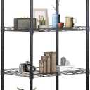 FDW 17L x 12W x 48H Wire Shelving 5 Tier Adjustable Metal Shelves NSF Pantry Shelves Storage Rack Shelving Units for Kitchen Garage Small Places Commercial,Black (171248)