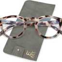 EASY READ Retro Round Blue Light Blocking Reading Glasses for Women, Anti UV Readers for Women with Spring Hinge (Grey Tortoise)