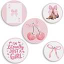 5 Pcs Preppy Pink Coquette Wall Art Bowknot Aesthetic Hanging Decor for Apartment Bedroom Living Room Dining Room Farmhouse Home
